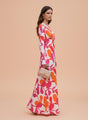 Satin Digital Print  Maxi Dress With Slash Pocket