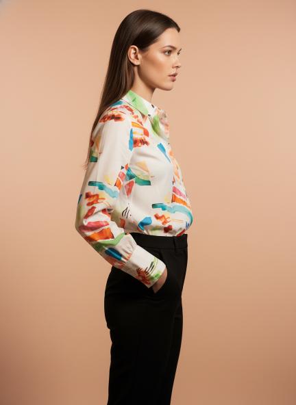 Premium Micro Multicolour Regular Length Straight Hem Digital Print Shirt