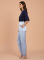 Satin Wide Leg Pants European Fabric  Ice Blue Glam Look