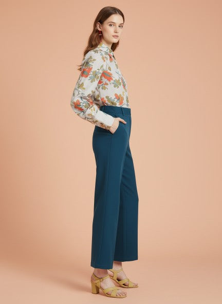 Banana Crepe French Rose Straight Fit Flap Pocket Trouser