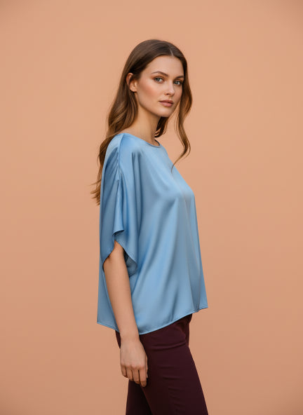 European Satin Solid Baturing Sleeve Crepe