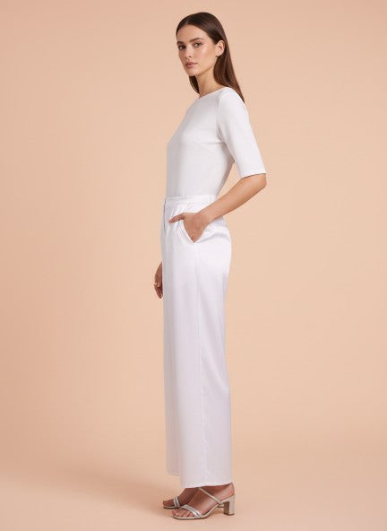 European Satin Flared Pleated Trouser