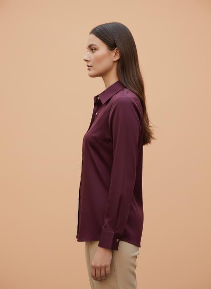 Tailored Fit European Satin Shirt With Pleated Placket