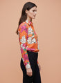 Cambric Digital Print Puff Sleeve Shirt
