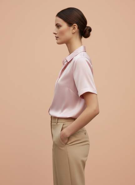 Short Sleeve European Satin Shirt