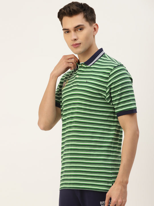 Premium Cotton Striped Half Sleeve Polo