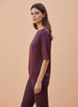 Elegant Deep Plum European Satin Top