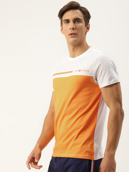 MENS PREMIUM COTTON COLOURBLOCK PRINTED HALF SLEEVE CREW NECK T-SHIRTS