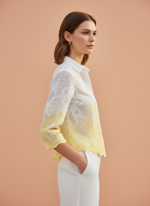 Elegant Ombre Embroidered Women’s Shirt