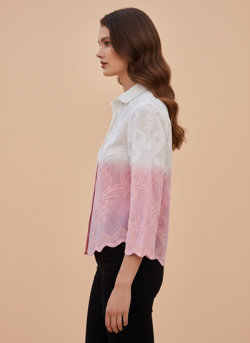 Elegant Ombre Embroidered Women’s Shirt