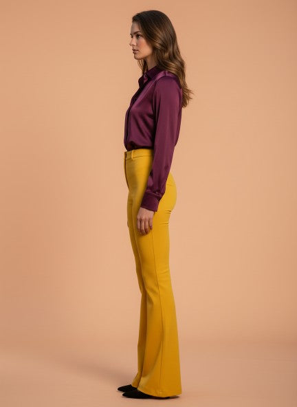 Banana Crepe Mango Flared Trouser With Slash Pocket