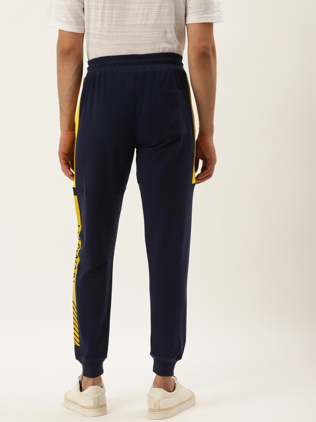 Mens Cotton Rich Lycra With Contrast Panel Printed Track Pants