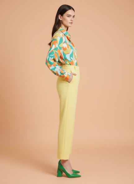 Banana Canyon Rose Skin Fit Multi Pleated Trouser