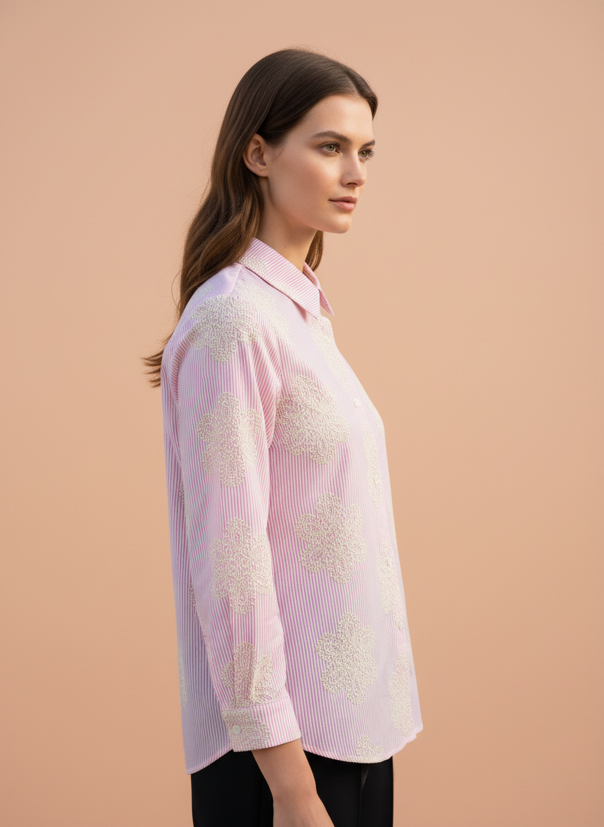 Embroidered Stripe Women’s Shirt