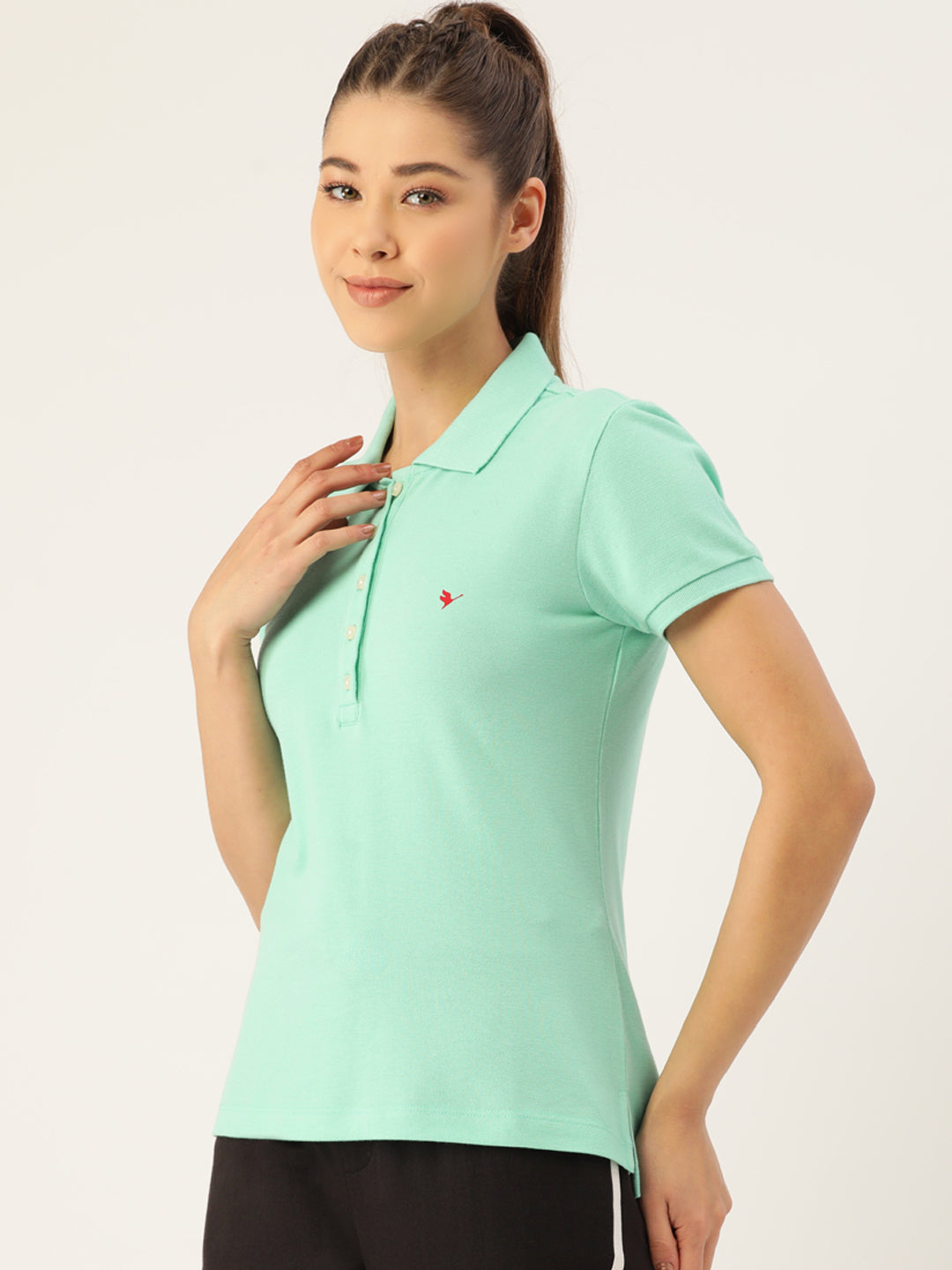 WOMENS PREMIUM COTTON SOLID HALF SLEEVE POLO T-SHIRTS