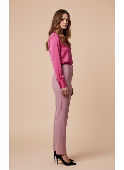 Banana Crepe French Rose Straight Fit Flap Pocket Trouser