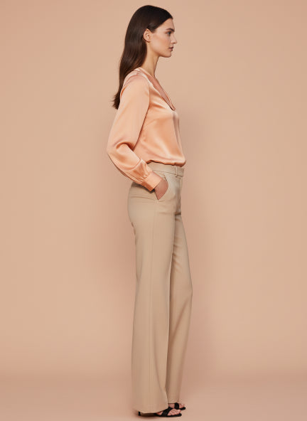 Summer Satin Crimson Orange Peter Pan Collar Top