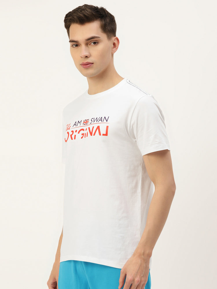 MENS PREMIUM COTTON LYCRA PRINTED HALF SLEEVE CREW NECK T-SHIRTS