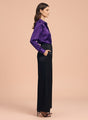 Satin Wide Leg Pants European Fabric  Black Glam Look