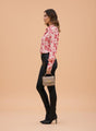Satin Digital Print Puff Sleeve Shirt