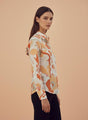 Cambric Digital Print Puff Sleeve Shirt