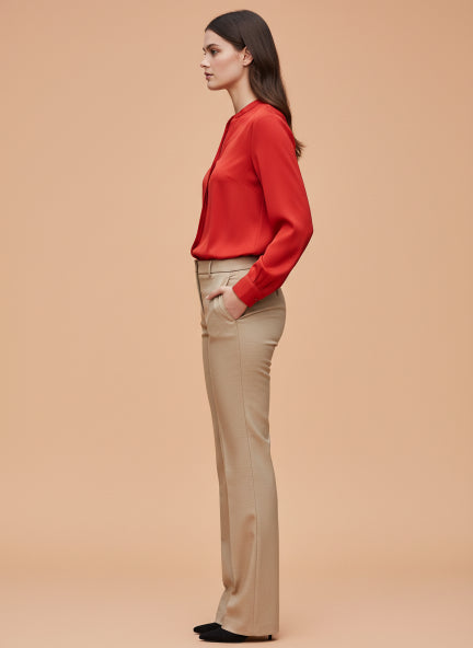 Summer Satin Red Front Pleated Tunic