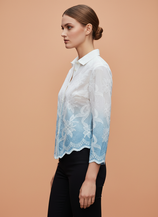 Elegant Ombre Embroidered Women’s Shirt
