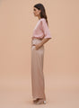 Satin Wide Leg Pants European Fabric  Peachy Pink Glam Look