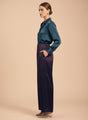 Satin Wide Leg Pants European Fabric  Plum Wine Glam Look