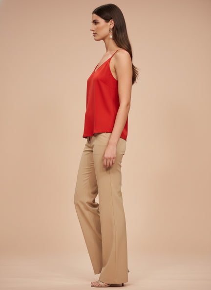 European Satin V-Neck Sleeveless Top