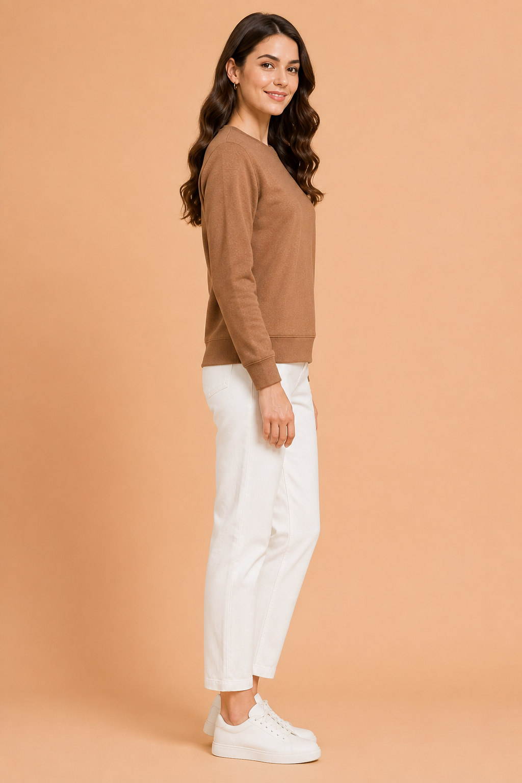 Amswan Women'S Brown Solid Sweatshirt