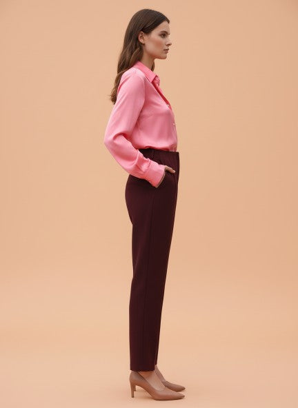 Banana Crepe Mahogany Skin Fit With Multi Pleated Trouser