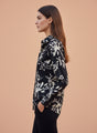 Women'S Premium Rayon Shirt With Navy Floral Print