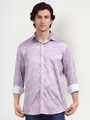 Men'S Poly Satin Lycra Purple Digital Printed Shirt
