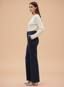 Premium Indigo Knit Flared Trouser With Slash Pocket