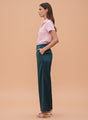 European Satin Flared Pleated Trouser