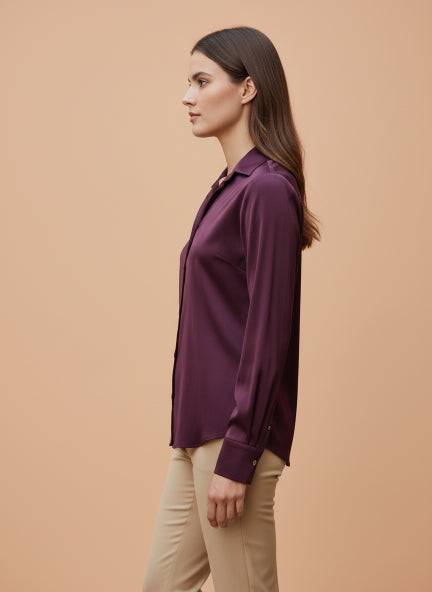 European Satin Spread Collar Shirt
