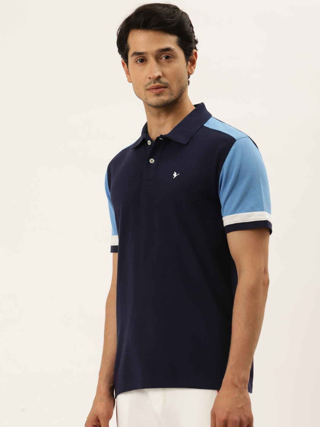 Mens Cotton Rich Colourblocked Half Sleeve Collar T-Shirts