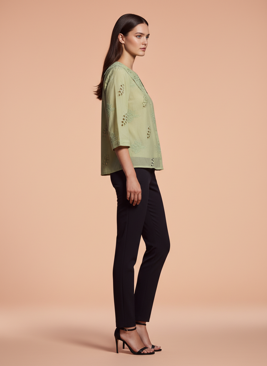 Luxury Embroidered Women’s Peter Pan Collar Top