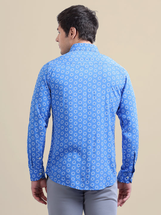 Amswan Men'S Premium Rayon Shirt With Blue Block Print