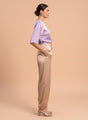 Satin Wide Leg Pants European Fabric  Light Beige Glam Look