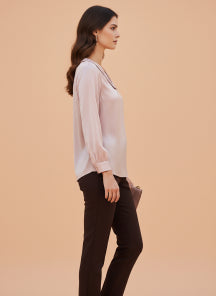Summer Satin Orchid Pink Peter Pan Collar Top