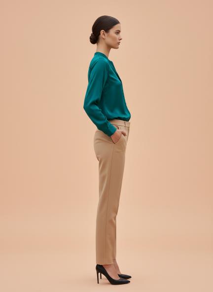 Summer Satin Peacock Mandarin Collar Shirt