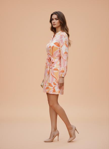 Premium American Crepe Digital Print  Midi Dress With Slash Pocket