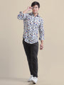 Men'S Premium White Printed Rayon Shirt