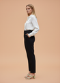 Banana Crepe Black Skin Fit Multi Pleated Trouser
