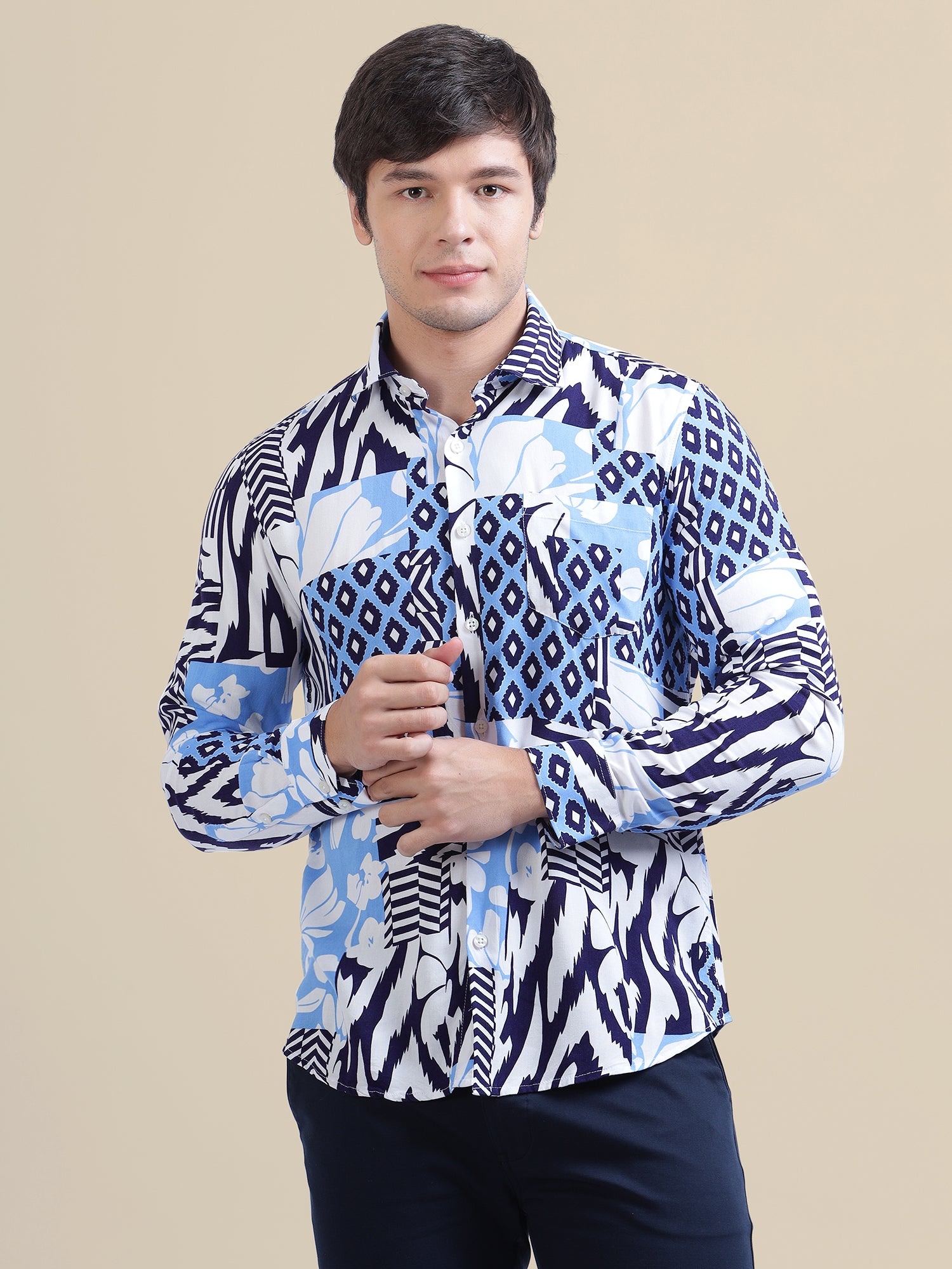 Men'S Premium Rayon Shirt With Tropical Print