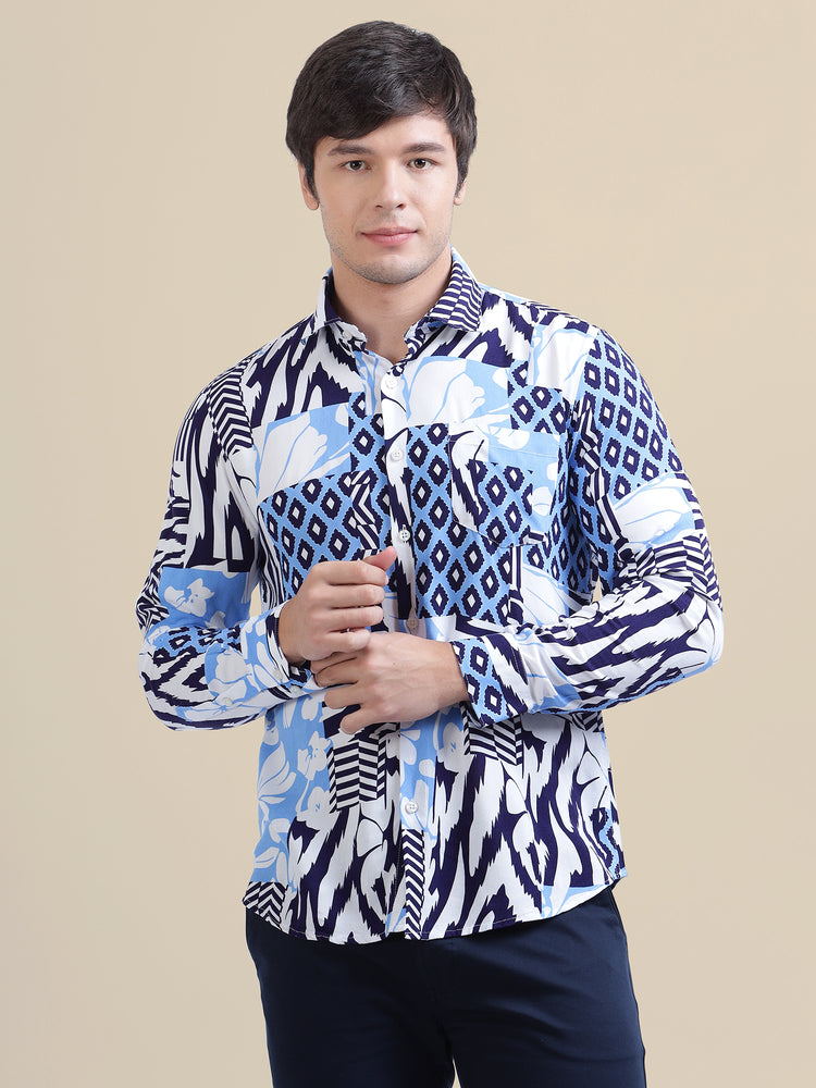 Men'S Premium Rayon Shirt With Tropical Print