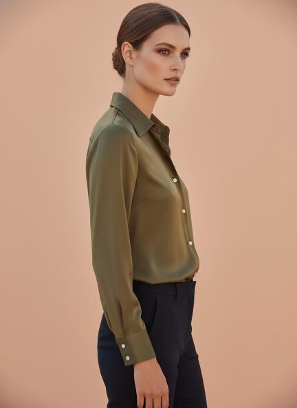Bronze Regular Fit Summer Satin Shirt