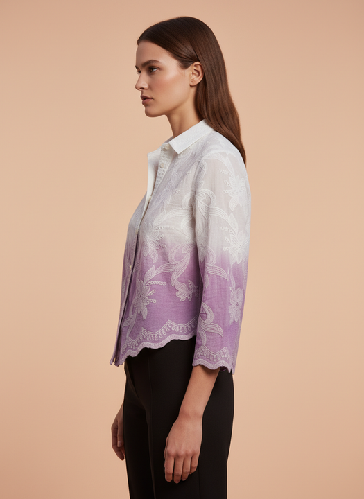 Elegant Ombre Embroidered Women’s Shirt
